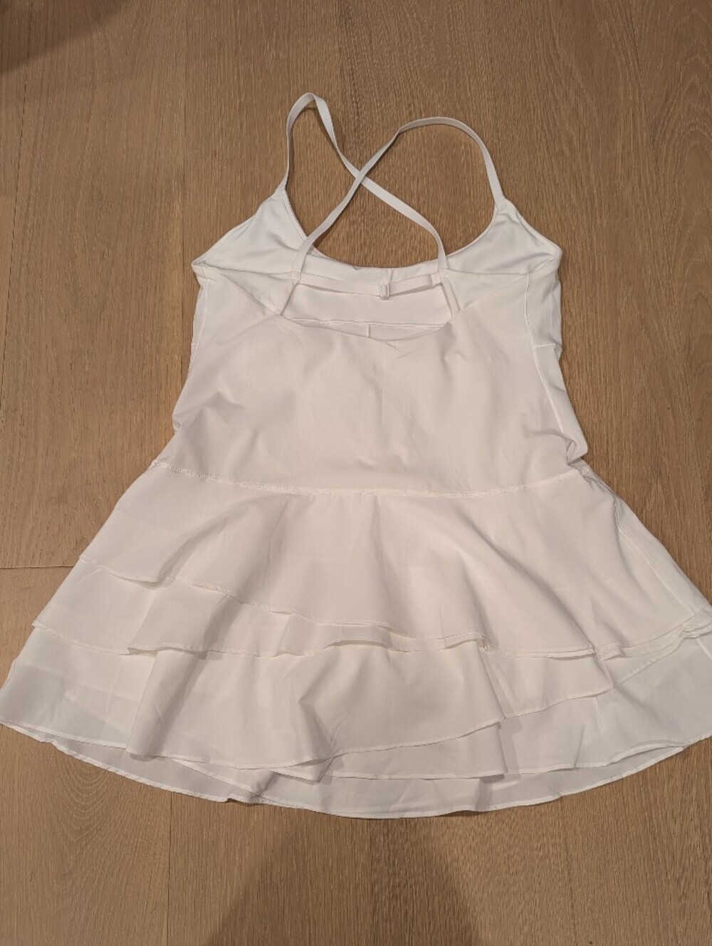 White Tiered Spaghetti Strap Athletic Dress - Picture 3 of 7